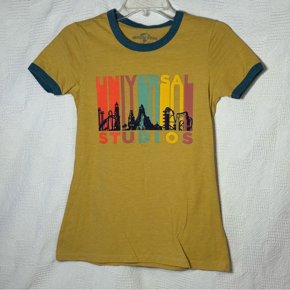 Universal Sudios Hollywood Small Yellow Graphic Ringer T-Shirt Women’s